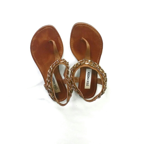 Steve Madden Shoes - Steve Madden Brown Sandals W/Gold Chain Strap 6
